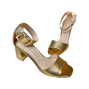 Chinese Laundry Los Angeles Block Heel, Gold Sparks Women Walking Shoes 7.5